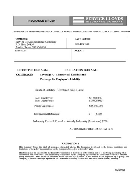 Image result for Example of Insurance Binder for Progressive