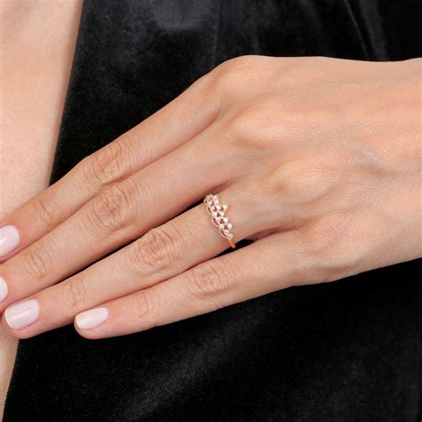 Sparkling Tiara Crown Ring – RoseGold – Inaara