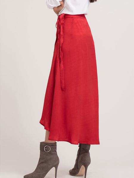 Red Long Wrap Skirt | Skirts for women – Shaye India