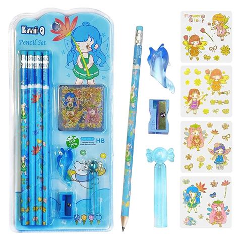 FunBlast Flower Fairy Pencil Set - 8 Pcs Pencils with 12 Kawaii ...