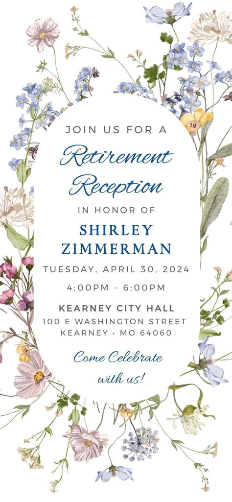 Retirement Reception in Honor of Shirley Zimmerman, 100 E. Washington ...