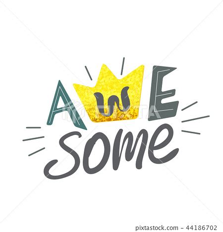 awesome hand lettering word with a Golden crown - Stock Illustration ...