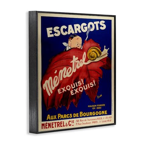 Stupell Industries Vintage Escargots Advertisement Black Framed Giclee ...