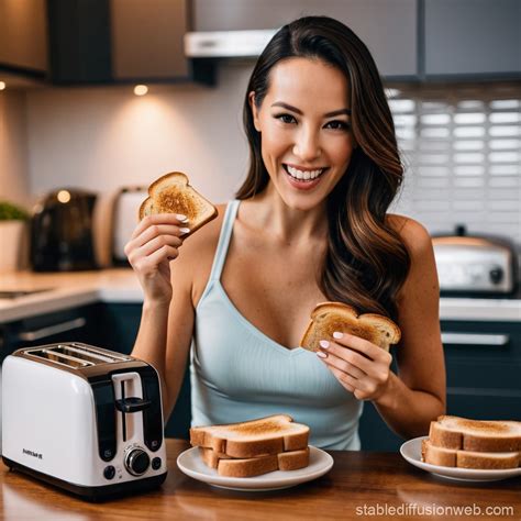 McKenzie Lee with Toast near 4-Slice Toaster | Stable Diffusion Online