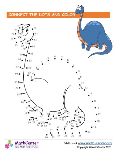 Dinosaur Dot To Dot To 87 | Coloring Activities | Math Center
