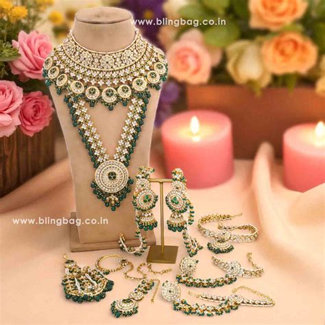 Emerald Tarini Kundan Bridal Jewellery Set – Bling Bag