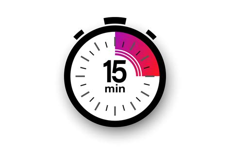 15 minutes timer. Stopwatch symbol in flat style. Isolated vector ...