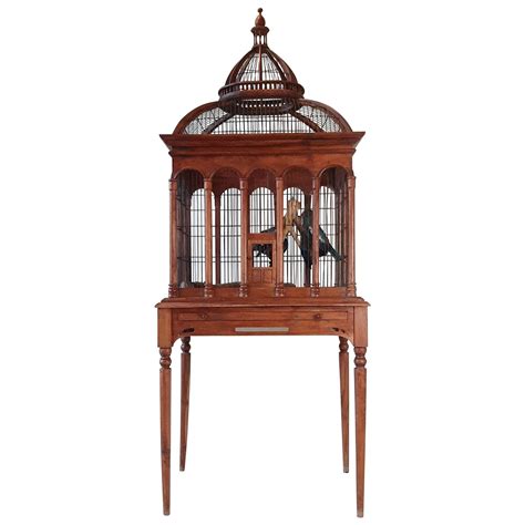 Early 20th Century Large Wooden Highly Decorative Table Bird Cage at ...