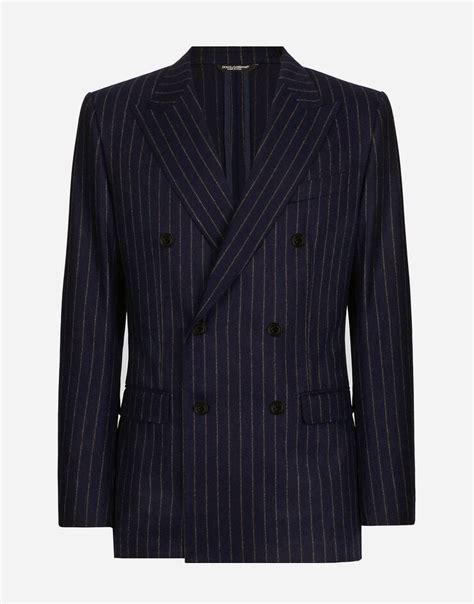 Double-breasted pinstripe flannel Taormina-fit jacket in Multicolor for ...