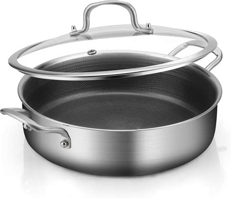 Amazon.com: DELARLO Tri-Ply Stainless Steel Saute Pan 6 Quarts Deep ...