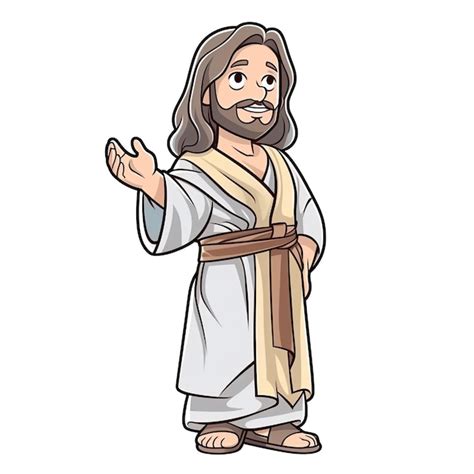 Jesus Christus steht mit der rechten Hand und gibt den Segen im Cartoon ...