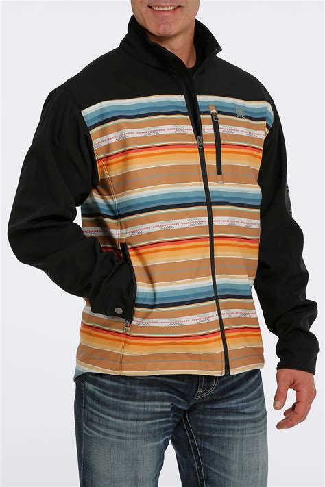Men's Cinch Jacket, Bonded, Black with Orange and Teal Serape - Chick ...