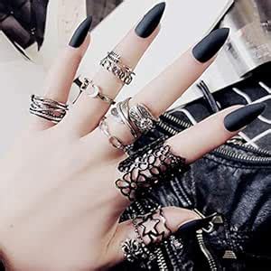 Sethexy 24Pcs Solid Color Matte Sharp False Nails Frosted Fashion ...