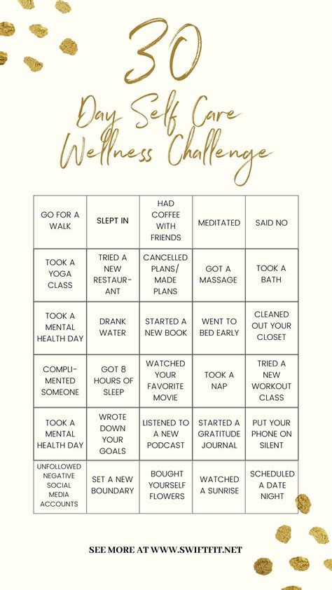 30 day self care bingo card challenge downloadable pdf – Artofit