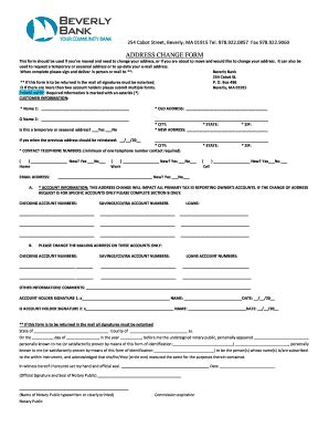 Fillable Online ADDRESS CHANGE FORM - Beverly Bank Fax Email Print ...