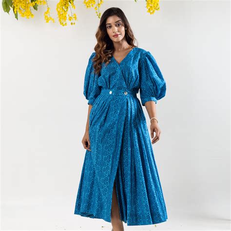 Basic Blue Wrap dress – rivaajclothing