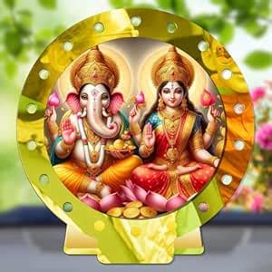 Lakshmi Ganesh Car Dashboard Idol, Ganapati Lakshmi Golden Mirror Shine ...
