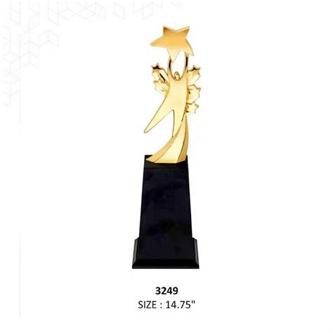 Gold Trophies - Round star Metal trophy Exporter from New Delhi