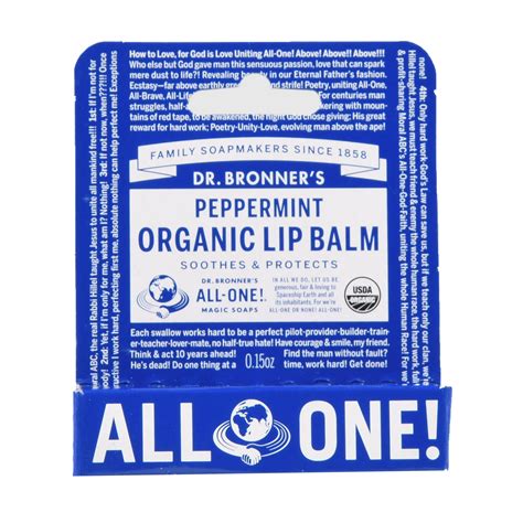Dr. Bronner's Organic Peppermint Lip Balm 0.15oz - Walmart.com