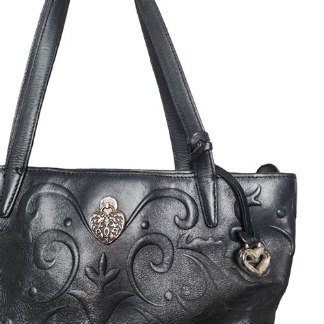 BRIGHTON CORDOBA COLL BLACK LUCIA EMBOSSED SPANISH MOTIF SHOULDER ...