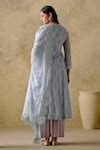 Buy Blue Kurta And Dupatta Mul Cotton Hand Block Printed Leaf V Neck ...