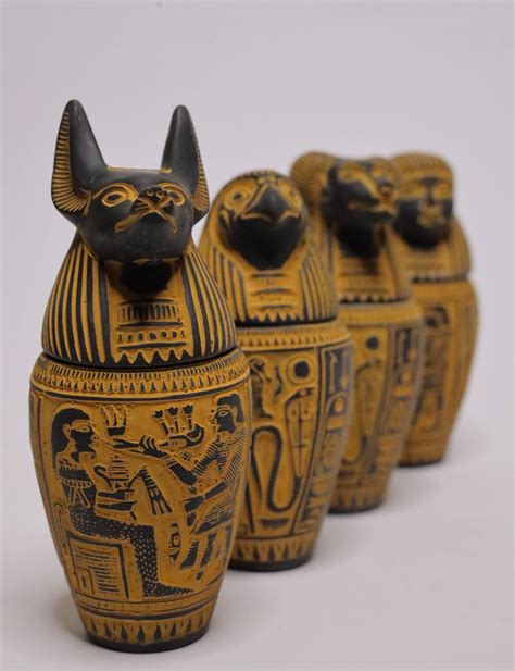 Egyptian Canopic Jars, Ancient Sculpture, Basalt Stone, Unique Egypt ...