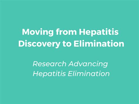 Moving from Hepatitis Discovery to Elimination - NCI