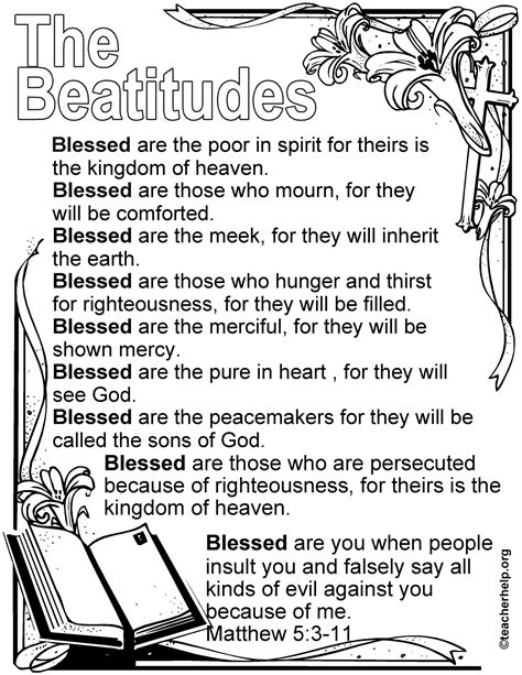 The Beatitudes Coloring Sheet | Homeschool: Bible | Pinterest | Beatitudes, Sunday school and Bible