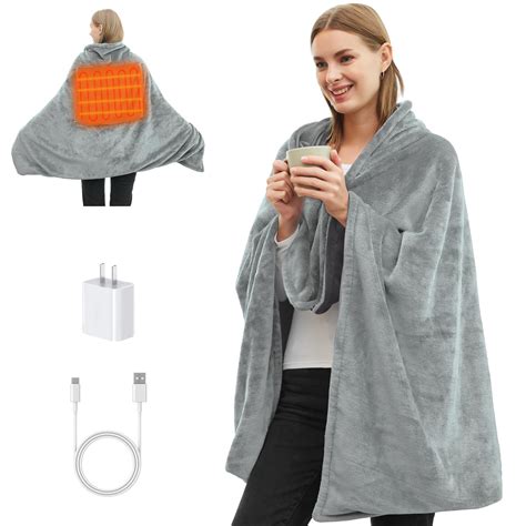 Portable Cordless Heated Blanket for Stadium, Rechargeable USB Heated ...