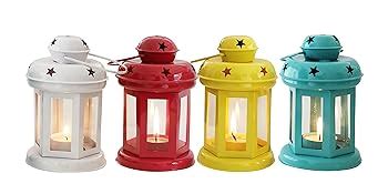 Buy TIED RIBBONS Set of 2 Hanging Lantern Tea Light Candle Holder for ...