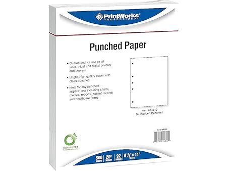 PrintWorks Professional Paper, 8.5 x 11, 20 lb, 5-Hole Left Punched ...