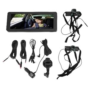 Wisoqu Dual Baby Car Camera for 2 Kids, 6.86" Split Screen Ultrawide HD ...