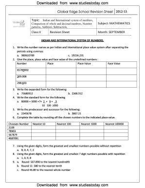 Image result for Number System Worksheet Class 4 CBSE