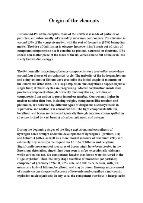 Origin of the elements - Ifah - Origin of the elements Just around 4% ...
