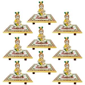 Buy Handicraft Kingdom Divine Chowki: Marble Floral Design for Puja ...
