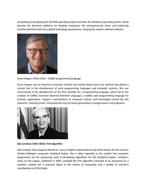 World Famous Computer Scientist Name and Their Inventions | DOCX