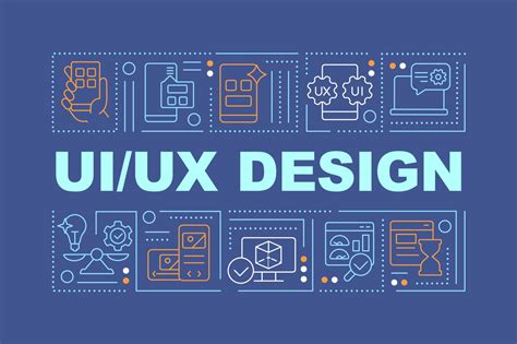 UX UI design word concepts dark blue banner. User interface basics ...