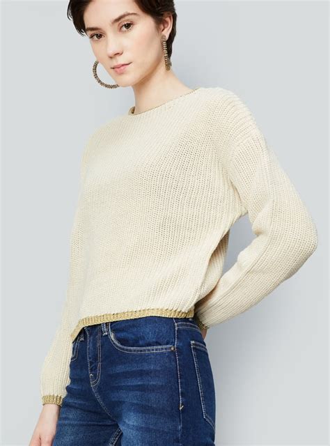 Buy Women Boxy Fit Sweater with Contrast Tipping Online at just Rs. 999 ...