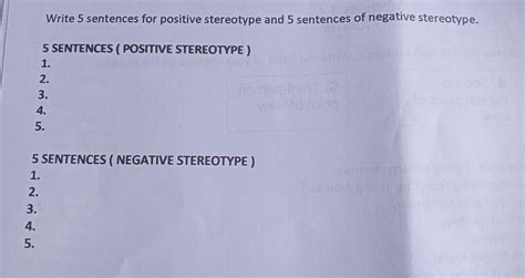 write five sentences for positive stereotype in five sentences of ...