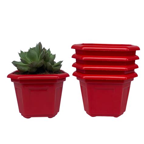 Indoor Plastic Small |Octa 4 Pots | Colour Pot – Indian Gardens
