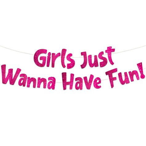 Buy Girls Just Wanna Have Fun Neon Pink Glitter Banner – Bachelorette ...
