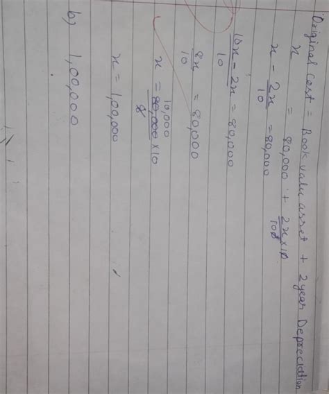 Book Value of an asset after 2 years is Rs.80,000; Rate of depreciation ...