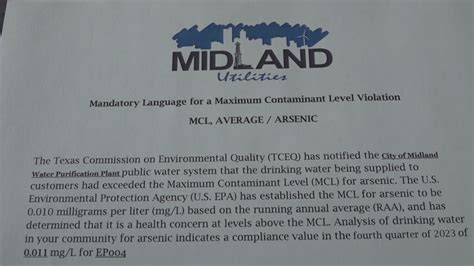 City of Midland sent out notice on arsenic in drinking water ...