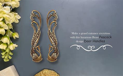 Two Moustaches Peacock Design 7 Inches Brass Door Handle Pair, Main ...