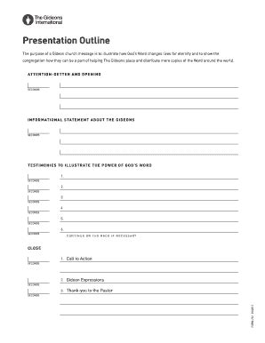 Fillable Online members gideons Presentation Outline - Gideons ...