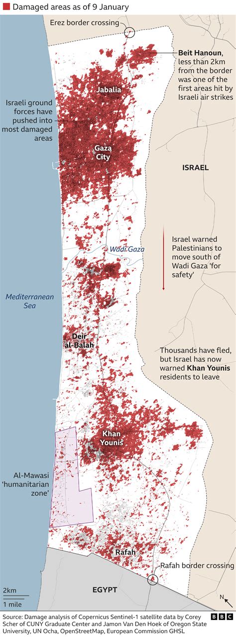 Gaza Strip in maps: How life has changed in three months - BBC News