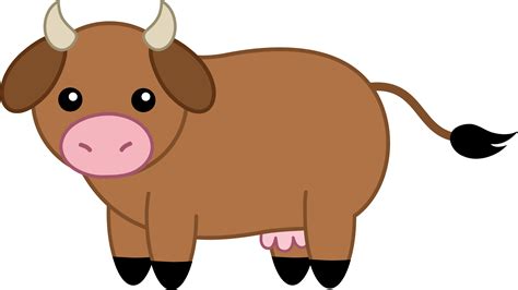 Cute Brown Cow - Free Clip Art