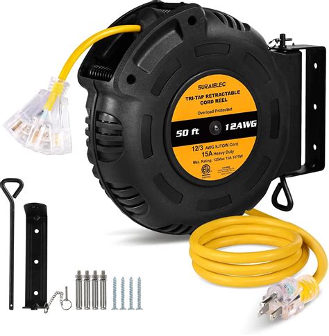 SURAIELEC 12 Gauge 50 FT Retractable Extension Cord Reel Instruction Manual