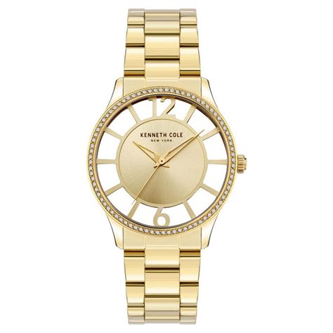 Buy Online Kenneth Cole Quartz Analog Golden Dial Stainless Steel Strap ...