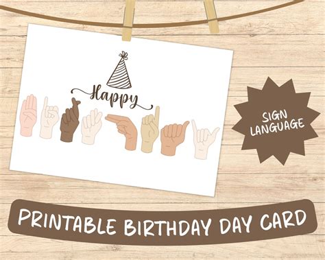 Printable Birthday Card ASL Sign Language Fingerspelling - Etsy